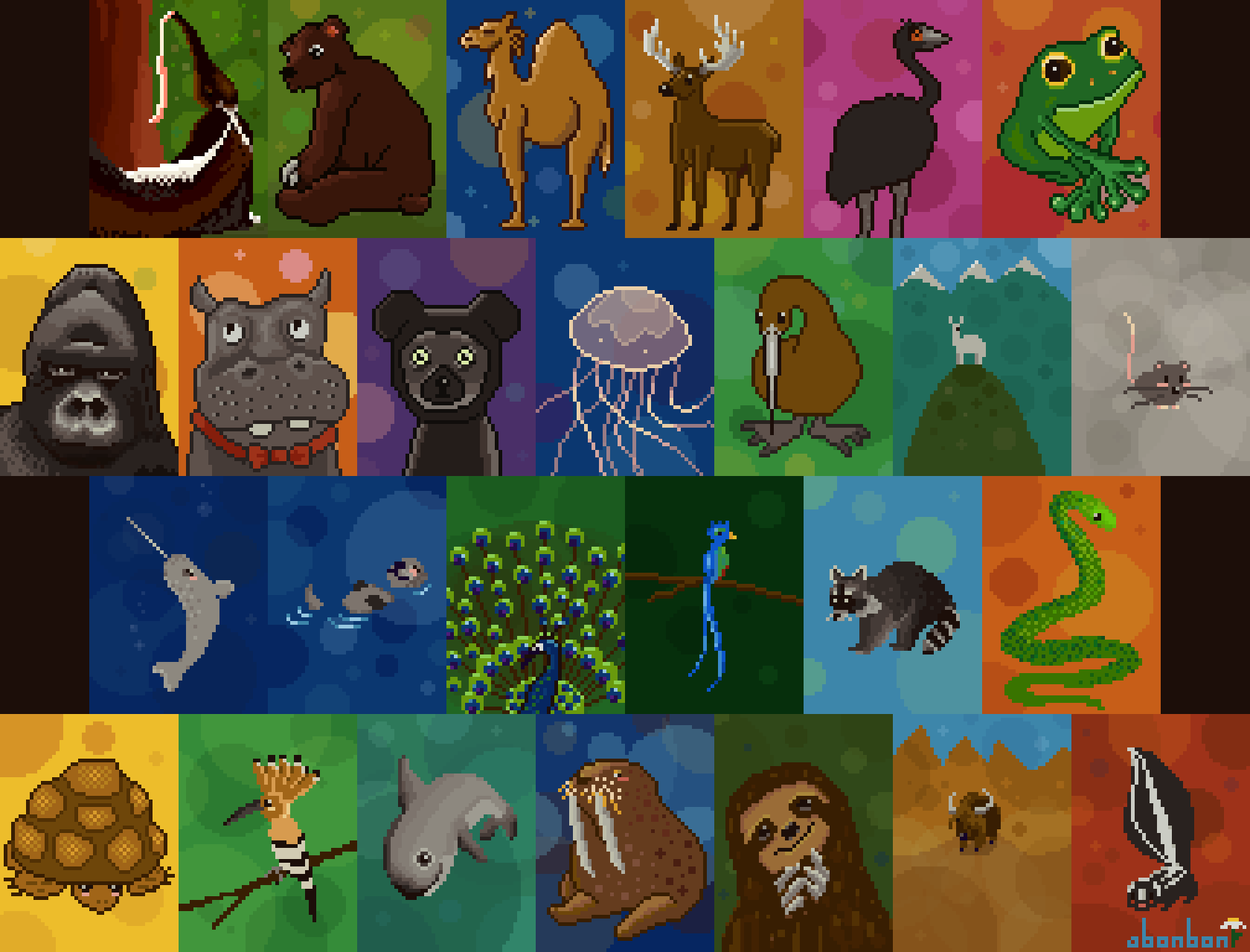 abcdailies Animals Pixel Art Collage by Bonnie K Thompson