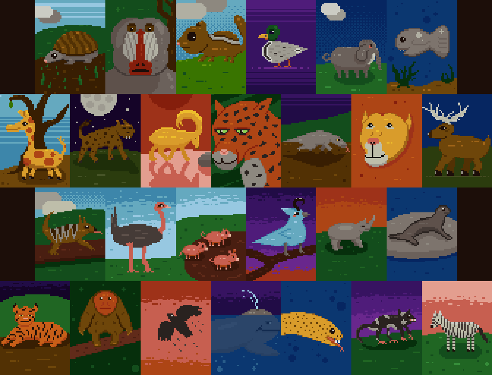 abcdailies Animals Pixel Art Collage by fedellen