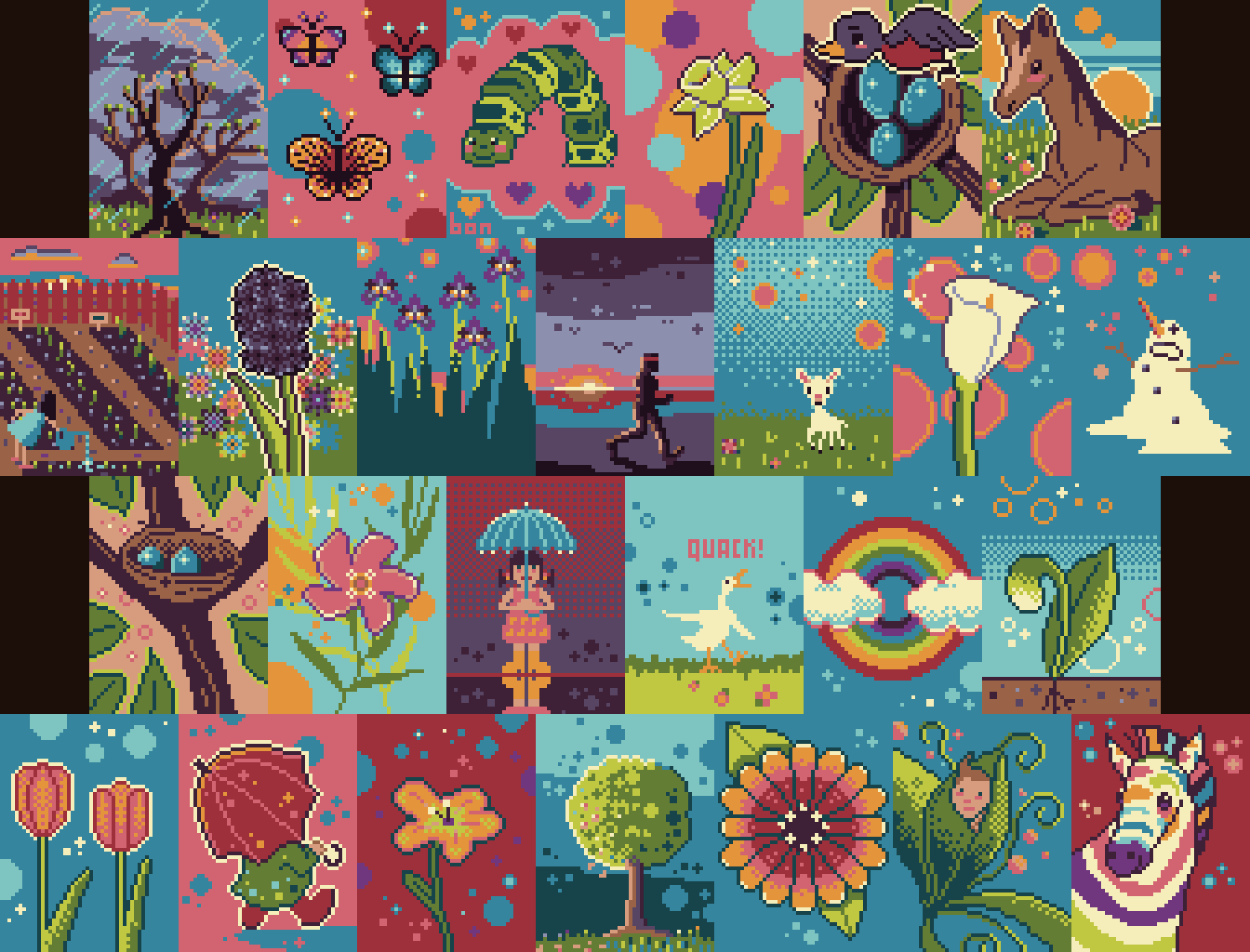 abcdailies Spring Pixel Art Collage by Bonnie K Thompson