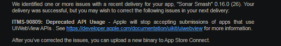 Sonar Smash App Store Rejection