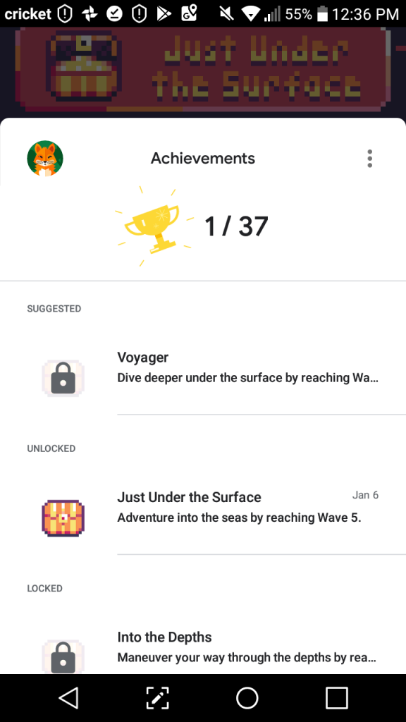 Sonar Smash Google Play Achievements Screenshot